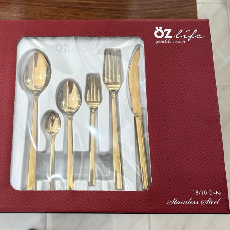 قاشق و چنگال ست36 پارچه اوزلایف ترکیه رنگ طلایی ثابت