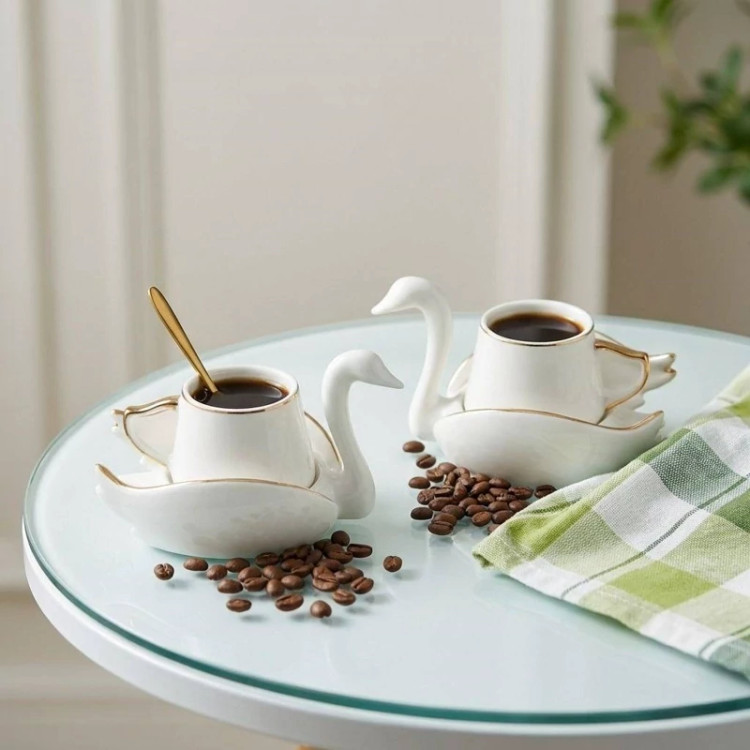 قهوه خوری کاراجا ترکیه طرح قو و حلقه ۲نفره